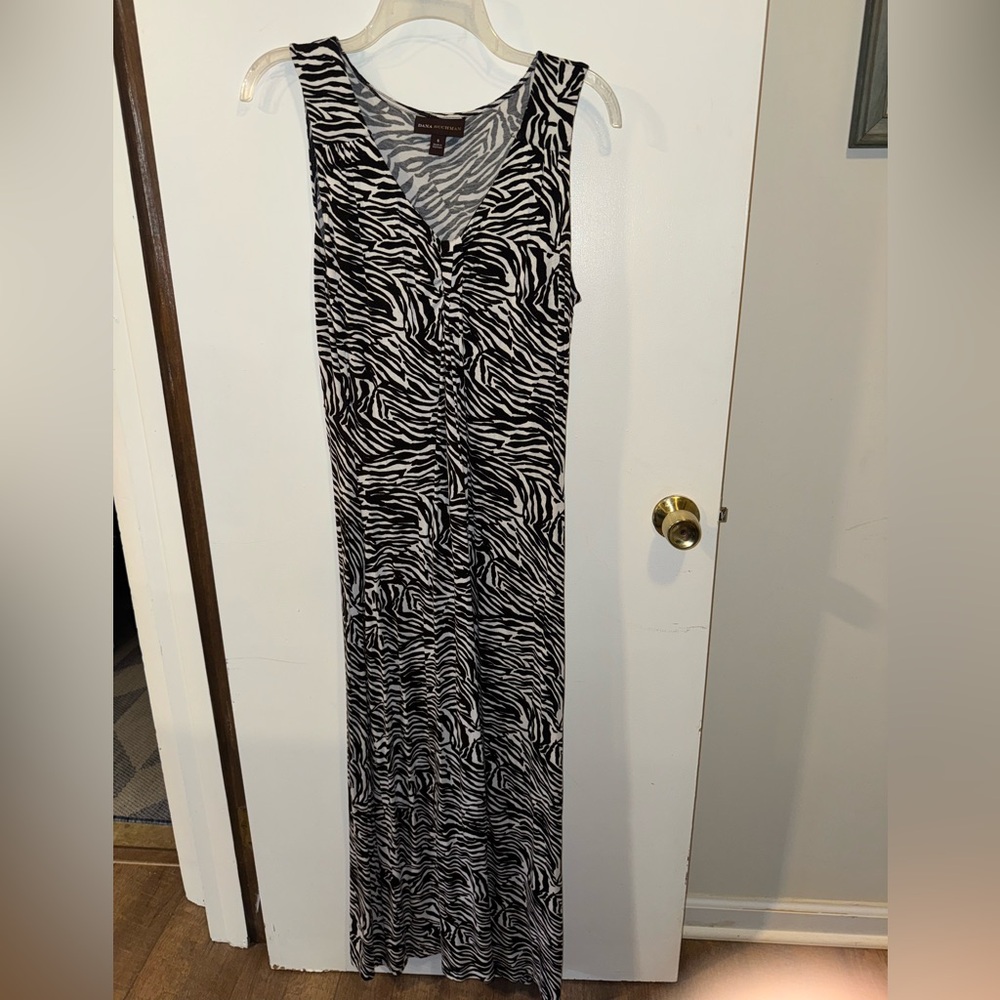 Women’s Stretchy Sleeveless Zebra Print Maxi Dress - Dana Buchman - Size Small